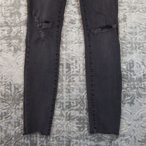 Madewell  Jeans Womens 25 9" High Rise Skinny Black Raw Hem Distressed - Picture 3 of 14